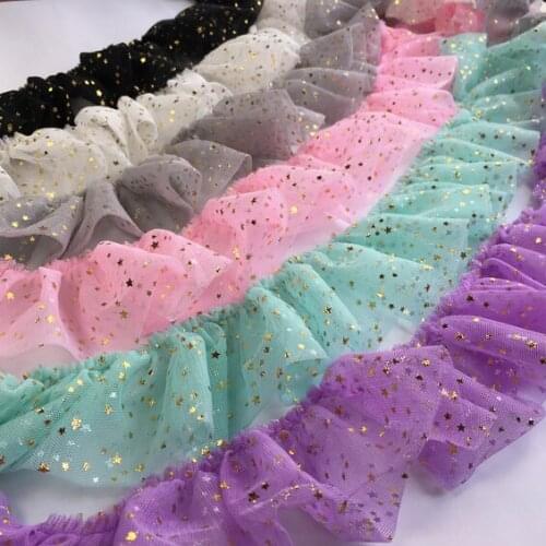 10y Ruffle Lace Trim Headdress Dessert Doll Clothes Birthday Party Wedding Decoration Fold Pleated Mesh Lace Fabric Accessories