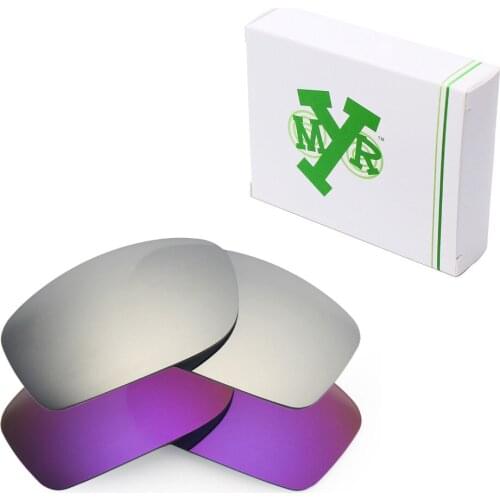 2 Pairs Mryok POLARIZED Replacement Lenses for Oakley Fives Squared Sunglasses Silver Titanium & Plasma Purple
