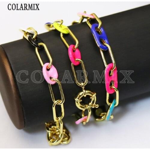 4 Pcs rudder clasp Colorful charms bracelet New design Handmade jewelry charms gold color chain bracelet gift for lady