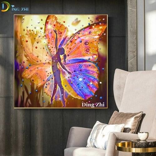 5D Mosaic Diamond painting Cross Stitch Abstract Butterfly Fairy Full Square Round Drill Embroidery Handmade Decor Wall Sticker
