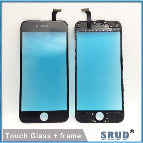 6pcs Tested A++ LCD Touch Glass With Frame OCA for iphone 6 7 6s 8 plus Digital Glass Replacement Mix White Black