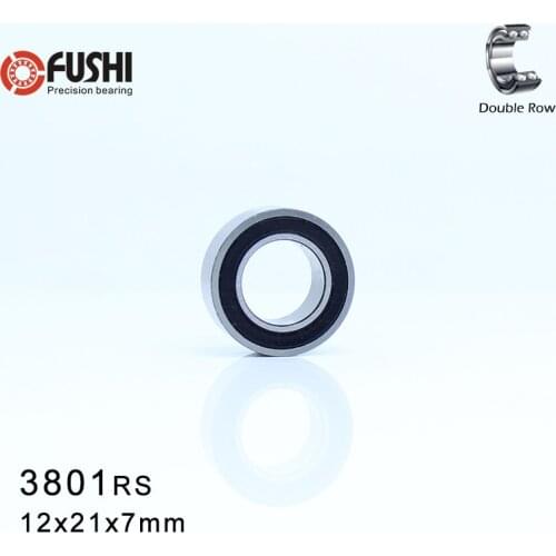 63801 Hybrid Ceramic Bearing 12*21*7 mm 1 PC Double Row Sealed Angular Contact Si3N4 Ball Bearings 3801 RS 3801-2RS
