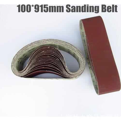 10pcs 100 * 915mm Sanding Belt 4" 36 " Screen 100*915 Abrasive Band With Girt 40 60 80 120 180 240 320 400 For Wood