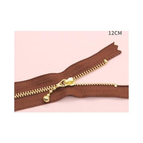 Free shipping 10pcs/lot Coffee 12cm gold teeth zipper metal zipper water head diy craft bag zipper closed end zipper