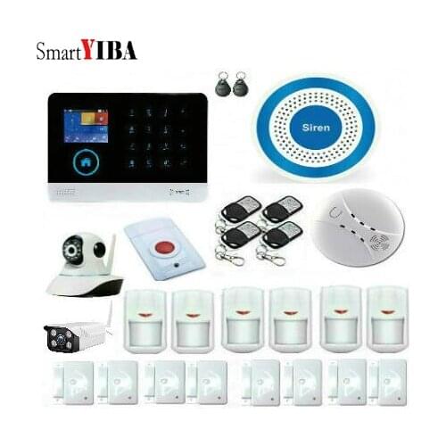 SmartYIBA Wireless Alarm Security System LCD Display Wired Siren Kits Water Door Sensor RFID Card Intruder Security Alarm System
