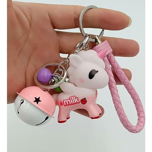 2019 New Rainbow PVC Animal Unicorn Keychain for Men Women Bag Ornament Phone Key Chain Porte Clef keyring Bag Decoration