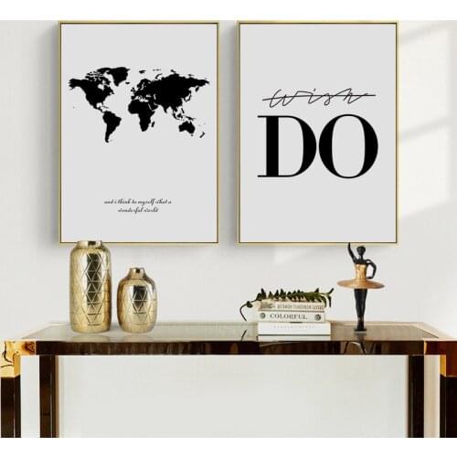 Quotes Black And White Posters World Map Art Posters Abstract Canvas Paintings Wall Art Wall Pictures For Living Room Home Decor