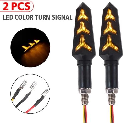 For Honda Yamaha Suzuki 1 Pairs DC 12V Universal Motorcycle LED Turn Signal Lamp Sequential Flowing Flash Indicator Lights Amber