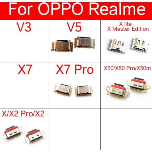 USB Charger Socket For Realme X Master Edition X Lite X2 X50m X7 V3 V5 5G Pro USB Charging Connector Jack Port Dock Replacement