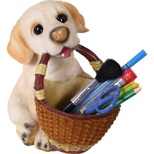 Home decorative animal resin lovely house craft dog decoration multi-functional table room basket collection