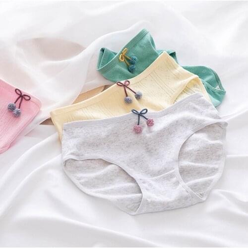 Girls' Breathable Cotton Underwear Womens Cute Hair Ball Bow Sports Comfortable Girl Simple Briefs Sexy Lingerie Cute