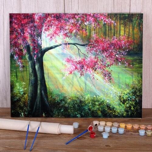 Natural Scenery Glimmer DIY Painting By Numbers Set Oil Paints 40*50 Boards By Numbers Home Decor For Handiwork
