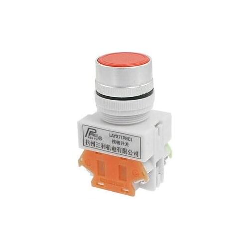 Ith 10A Ui 600V NC Type 0.94" Red Cap Push Button Switch