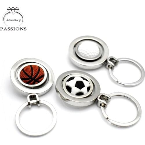 Hot Sale Fashion 3D Sports Keychain Rotating Basketball&Soccer&Golf Ball Keyring Man Car Key Chain Boyfriend&Son Keyfob Gift
