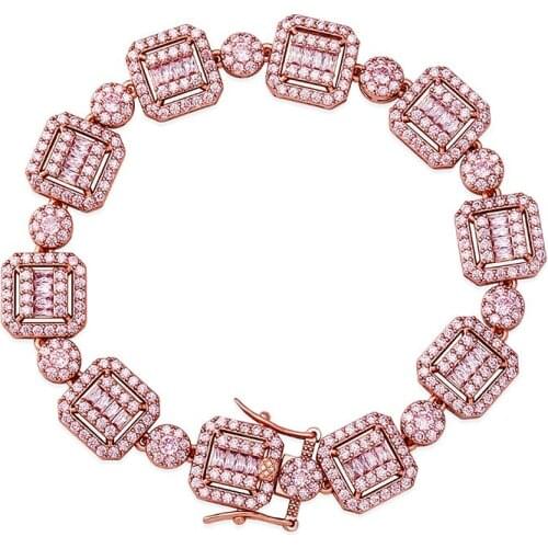 Fashion Charms Bling Punk HIPHOP 12mm Personality Miami Bracelet High Quality Iced Out Cuban Link Chain Jewelry Gift for Men