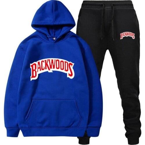 Fashion Brand Backwoods Mens Set Fleece Hoodie Pant Thick Warm Tracksuit Sportswear Hooded Track Suits Male Sweatsuit Tracksuit