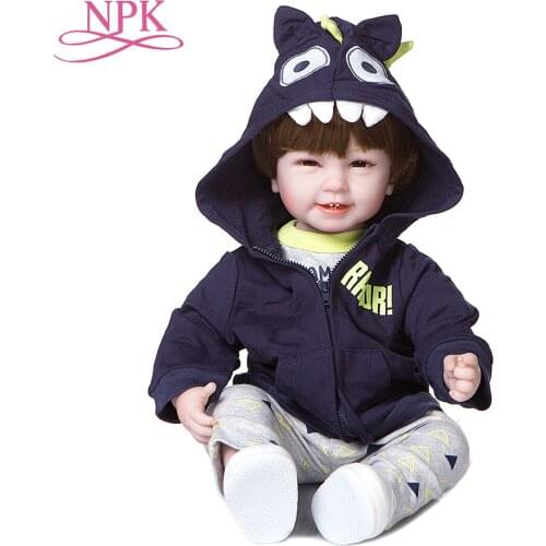 NPK 55CM Smiling Face Soft Body Cuddly Reborn Toddler Baby Boy Doll With Four Teeth Cute Baby Birthday Gift Adorable