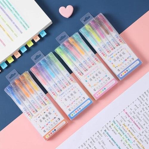 20Colors 5PCS School Office Double Head Highlighter Pen Set Sketching Markers Supplies Kawaii Cute Color Pens For Drawing