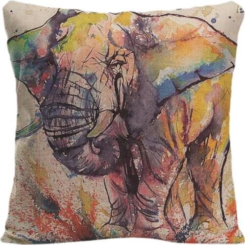 Cushion Cover Animal Cotton Linen Tiger Horse Cushion Elephant Home Decorative Car Sofa Throw Pillow Cover