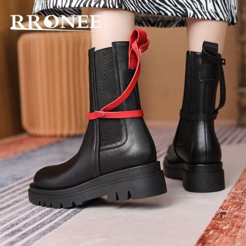 Martin Boots Womens 2021 new biker ankle boots with a thick sole medium chimney boot