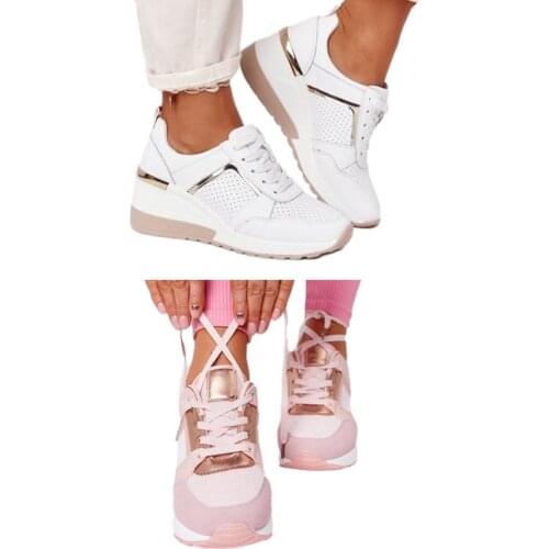New Fashion High Heeled Wedge Sneakers Women Comfortable Lightweight Walking Shoes Casual Running Athletic Sneakers