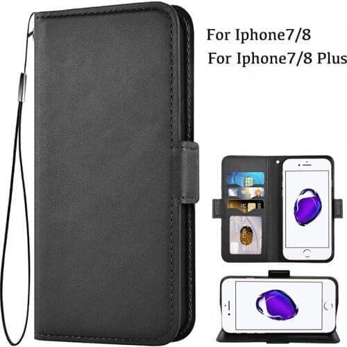 Wholesale 100pcs/lot new Flip Cover TPU+PU mobile cell phone Case For iphone 7 8 plus back case with strap good quality
