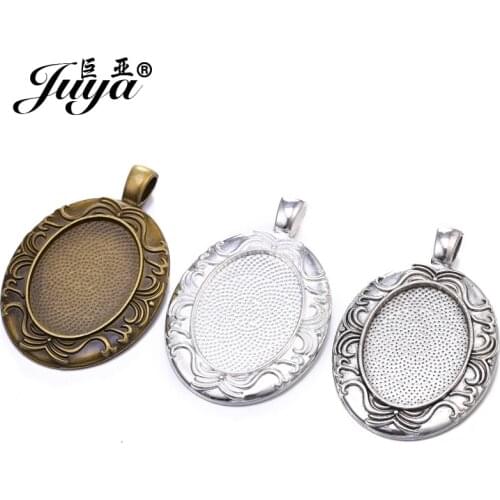 5pcs/lot 22x30mm Oval Pendant Blank Settings Cabochons Bases Bezel Trays Fit 22x30mm Cabochon Cameo DIY Necklace Jewelry Making