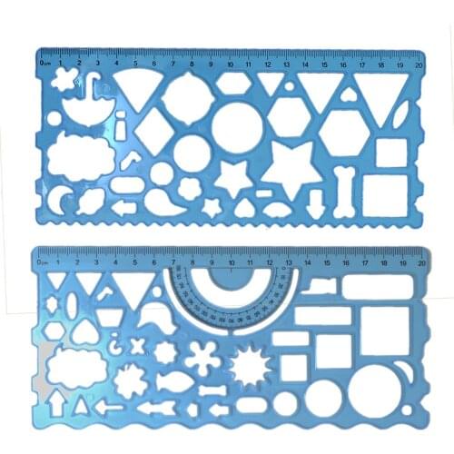 Plastic Templates Drawing Geometric Shape Rulers Triangle Circle Drawing for Student Kid Ruler Set (2 pcs, Random Color)