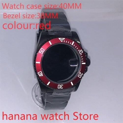 Suitable for NH35 36 Mingzhu2813 Miyata automatic winding 40mm sealed back black box series, with rotating black red bezel