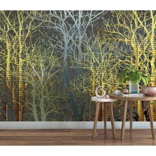 Custom 3D mural wallpaper Modern metal abstract wealth tree forest mural decoration Luxury living room study background wall
