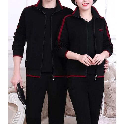 Casual spring and autumn sports suits running sportswear couple models pure cotton ladies three-piece suit men two-piece suit