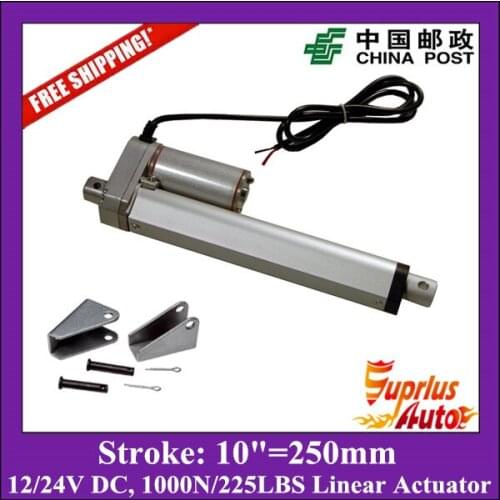 Free DC 12V/24V 10inch/250mm linear actuator with mounting brackets, 1000N/100kgs load linear actuators for window opener