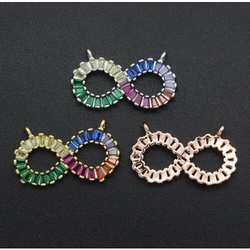 20x12mm 100% CZ Zircon DIY Jewelry Infinity Rainbow Connectors Charm Wholesale Bulk Order Discounts Bracelet Making Connector