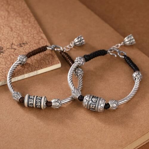 Handmade Buddhistic Vajra Beaded Charm Bracelets for Women Men Six Words Mantra about 17m Long Adjustable Fashion Jewelry Gifts