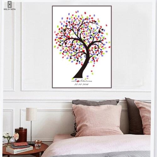 Best Wishes Birthday Souvenir Gifts Simple Cute Tree Colorful Leaves Guestbook Fingerprint DIY for Kids Signature Party Decor
