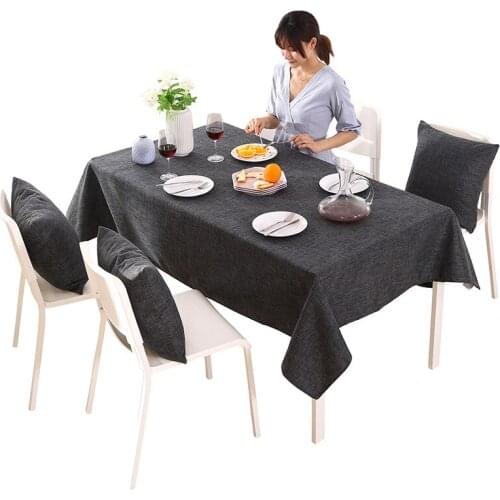 Black Color Linen Tablecloth Kitchen Table Waterproof and Oil-proof Tablecloth Thick Rectangular Table Cover Coffee Table Cloth
