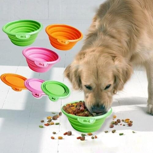 Collapsible Foldable Silicone Dow Bowl Candy Color Outdoor Travel Portable Puppy Doogie Food Container Feeder Dish
