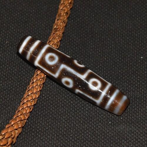 Tibetan FengShui 9 Eyes DZI 67.8*15mm Black/White Weathering Agate Beads Men&Women Jewelry Necklace Pendant Amulet Free Shipping