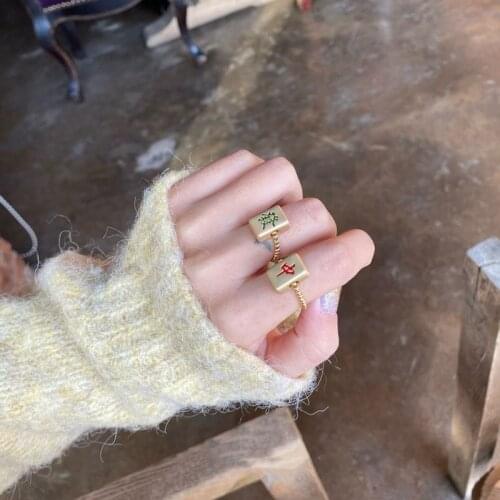 TIMEONLY Statement Chinese Characters Ring for Women Femme Beading Imitation Pearl Charm Ring Lucky Jewellery