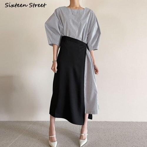Chic Oversized Dress for Woman Puff-sleeve O-neck 2 Piece Dress Vestido Woman Korean Fashion Autumn Vintage Party Dresses Fall