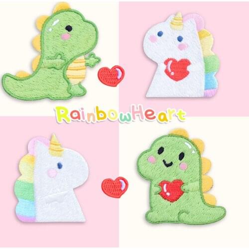 1 Piece Dinosaur Unicorn Embroidery Repair Patches Bag Jacket Jeans Cartoon Iron On Patches for Clothes Small Cute Glue Sticker