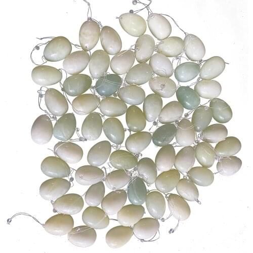 50 Pieces 45*30mm Natural Xiuyan Jade Egg Kegel Ball Massage Vaginal Dumbbell Exercise Yoni Egg Ben Wa For Pelvic Floor Muscles