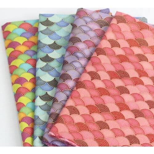 Bronzing Japanese Cotton Fabric Symphony Wave Fish Scale Printed Cloth Handmade Diy Bag Tablecloth Material TJ1023