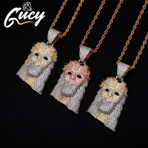 GUCY Bling Pendant Necklace Chain Cubic Zircon Mens Hip Hop Jewelry With 4mm Tennis Chain For Gift
