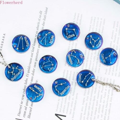 DIY Fondant Molds Keychain Twelve Constellation Resin Mold Round Epoxy Silicone Mold Jewelry Pendant Mold Chocolate Mold
