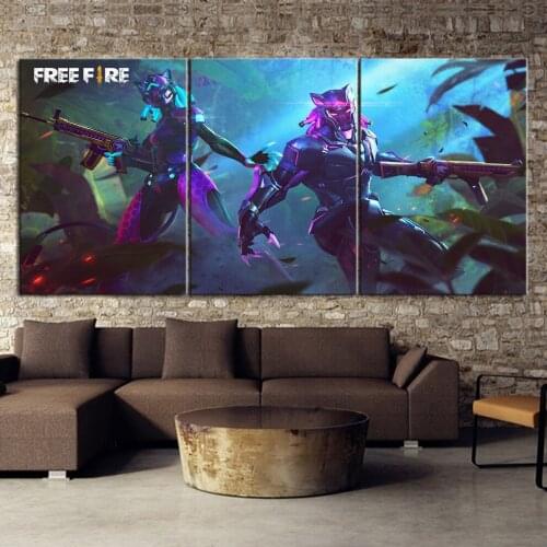 Home Decor Modular Canvas Picture 3 Free Fire Game bedroom a living room Poster Home Canvas Painting Wholesale2