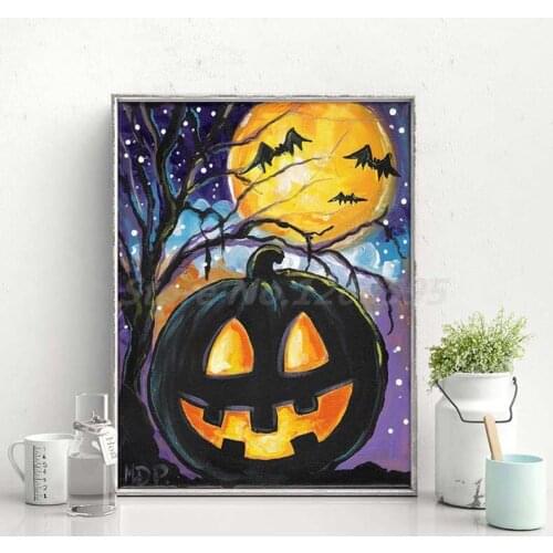 Halloween Vintage Style Pumpkin Canvas Painting Print Living Room Home Decor Modern Wall Art Oil Painting Poster Artwork