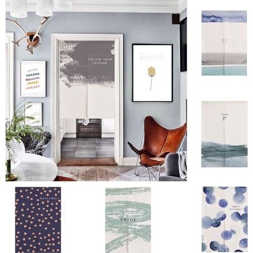 Cotton Linen Bedroom Kitchen Door Curtain Shower Toilet Half Panel Curtain Partition Curtain Home Decoration