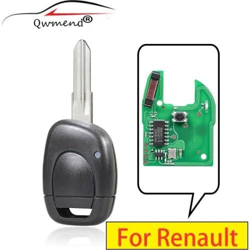 QWMEND 1 Button Car Remote Key PCF7946 Chip 433Mhz Fit for Renault Kangoo Clio 2 Smart Car Key NE73 VAC102 Blade