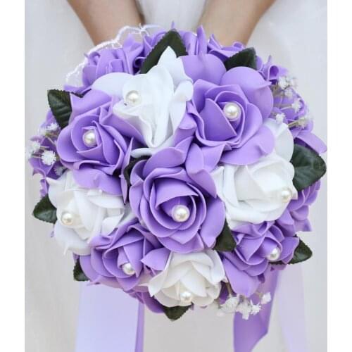 Colorful Foam Roses Artificial Flower Wedding Bride Bouquet Party PE Rose Bridal Holding Flowers for Wedding trouwfeest PH036